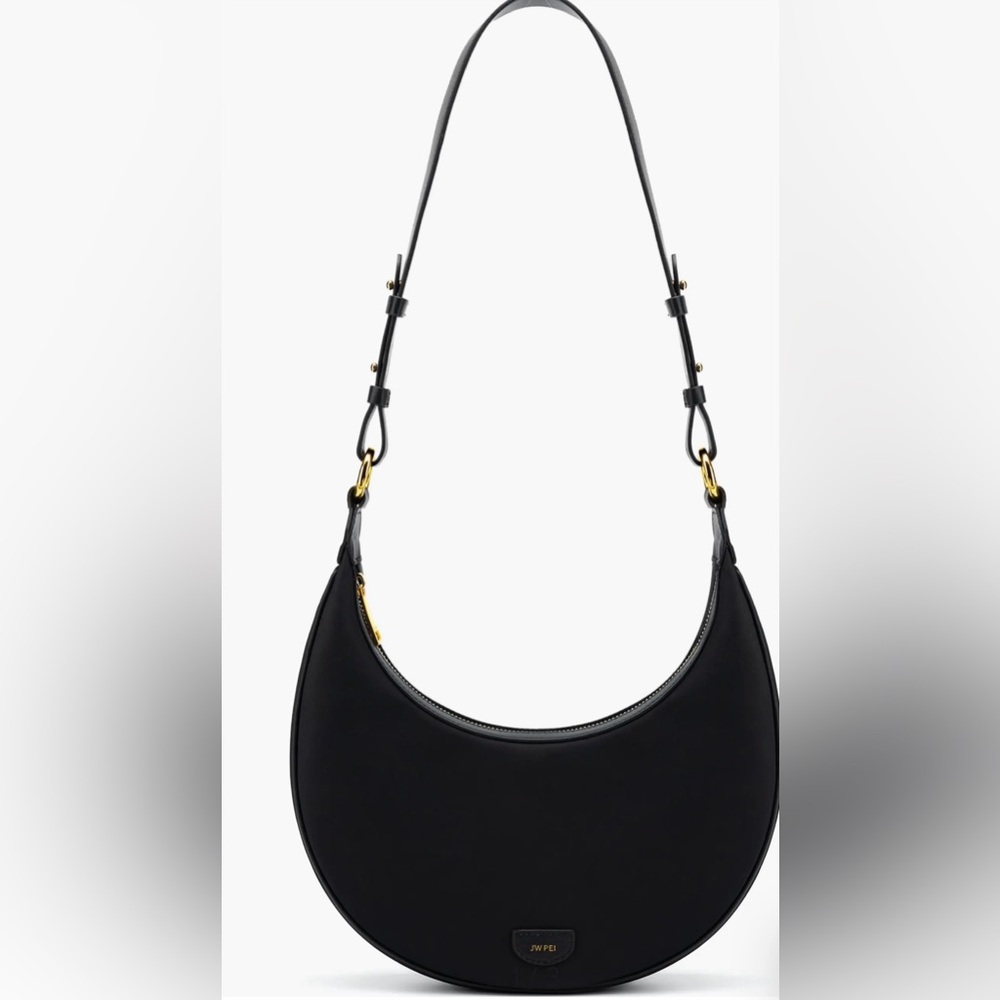 JW Pei Black Nylon Shoulder Bag withh gold hardware